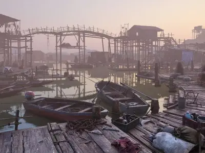 Fishing Village Low-poly 3D model