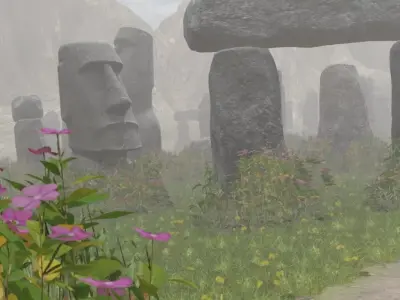 Moai Stone Circle Pathway 3D model