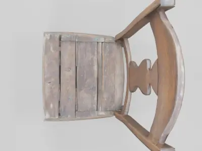 Vintage Rustic Wooden Chair - 3D Model for Interior Design 3D model