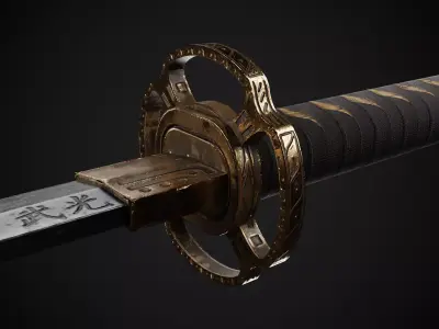 katana samurai sword Low-poly 3D model buy