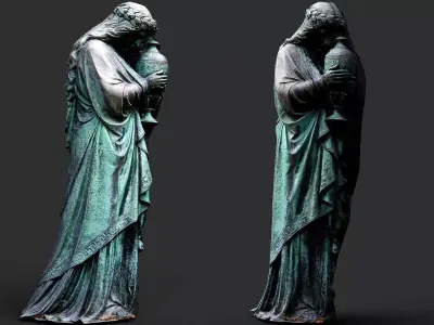 graveyard temple wall front part monument PBR photogrammetry Low-poly 3D model