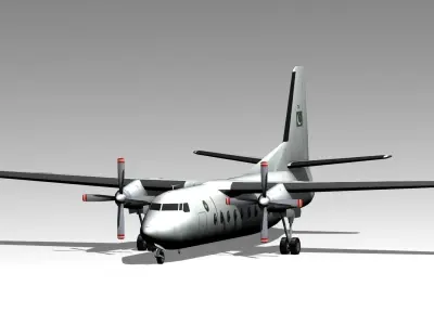 Fokker F27 Low Poly Low-poly 3D model