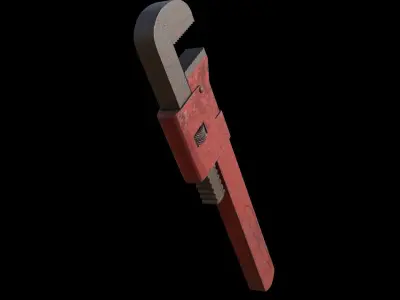 Pipe wrench Low-poly 3D model 3