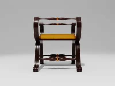 Antique Wooden Seating Sofa 3D model