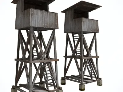 Military Watchtower Pack Low-poly 3D model Low-poly 3D model