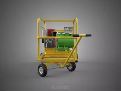 MOBILE DIESEL GENERATOR ELECTRIC STARTING PUSH PULL WAGON CART 3D model