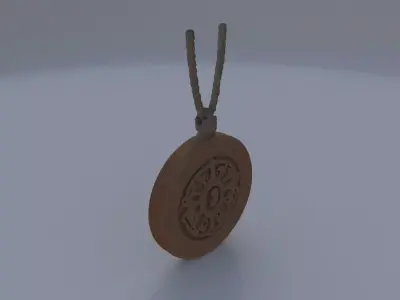 Runed Wooden Amulet 3D model