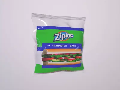 Food storage bags foil and plastic wraps - Ziploc Sandwich Bags Low-poly 3D model