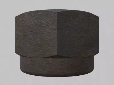 M12 Nut Coarse Threads Lock Type with Rusty Iron Texture 3D model