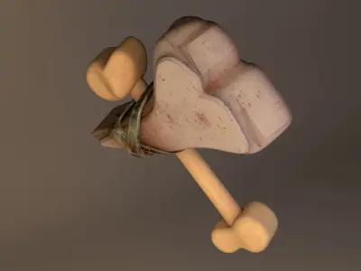 weapon wooden stick with heart Low-poly 3D model