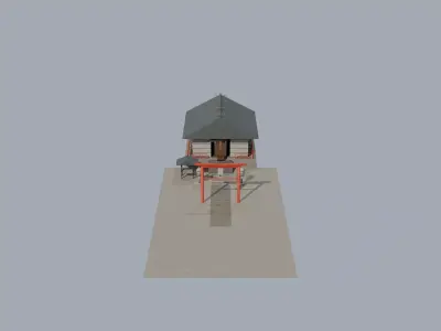 Japanese Shinto Shrine Low Poly 3D Model  Low-poly 3D model