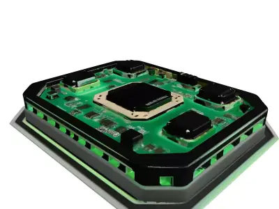 Futuristic Cyber Deck with LED 3D model