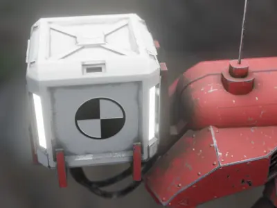 red sci-fi Cargo Delivery flying robot Drone Low-poly 3D model
