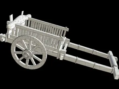 HIE Game Ready Old Wood Cart  D180403 Low-poly 3D model