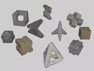 Breakwater Blocks Low-poly 3D model