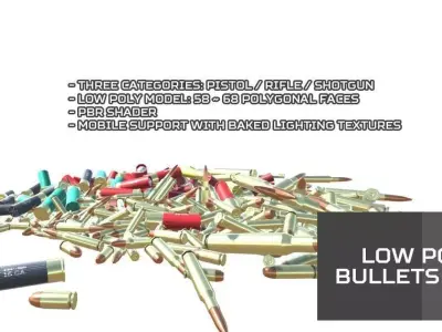 Low Poly Bullets Pack Low-poly 3D model
