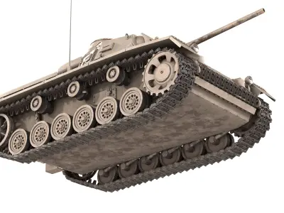 German Panzer III TANK Low-poly 3D model