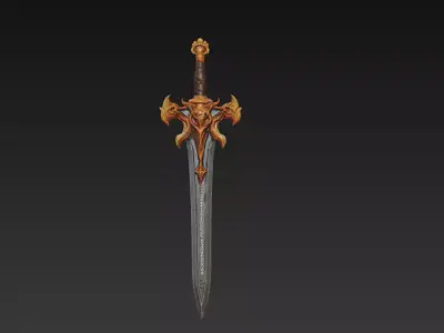 Infernal Guard Fantasy Sword - Low Poly 3D Weapon Low-poly 3D model