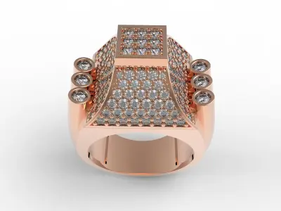 Antique Vintage Style Art Deco Diamond Ring 3D print model