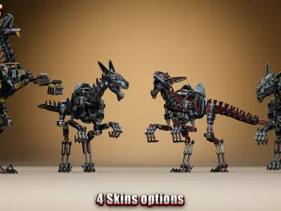 Sci-Fi Dino Velociraptor 2 Low-poly 3D model