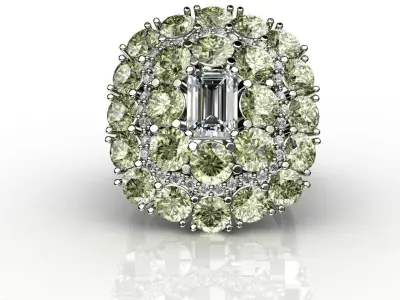 Antique Vintage Diamond Cluster Ring 3D print model