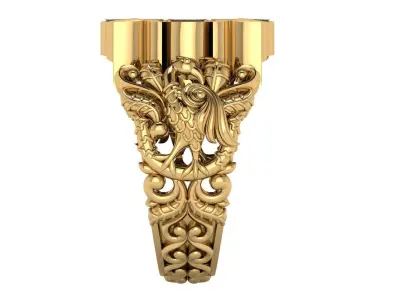 Antique Gents Men Ring  Peacock  3D print model
