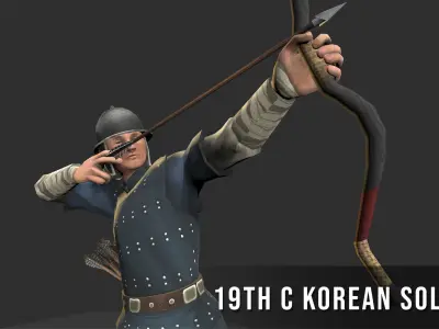 Korean Soldier - 19th Century Low-poly 3D model