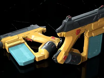 Futuristic industrial gun Low-poly 3D model