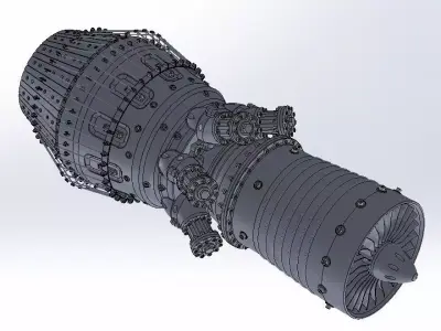 Jet Engine 3D Model  STEP STL SOLIDWORKS Format  Assembly Ready 3D model