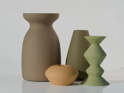 Home Decor 4 Ceramic Pieces Free 3D model