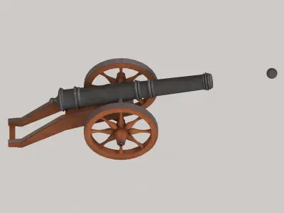 Medieval cannon Low-poly 3D model 2