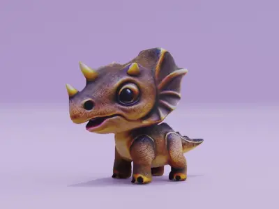 Triceratops Baby Cute Low-poly 3D model