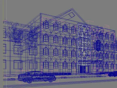 Architecture building where hotel is located 3D model