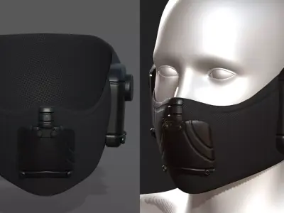 Gas mask helmet protection scifi military futuristic  Low-poly 3D model