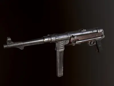 MP-40 WW2 submachine gun Low-poly 3D model