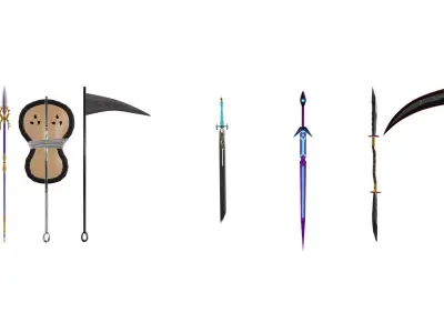 weapons different swords 3D model