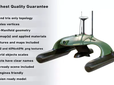 USV Sonobot 5 Surface Drone Military PBR Low-poly 3D model