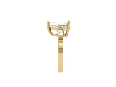 Heart ring with side stone 3D print model buy