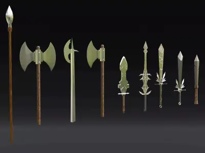 Fantasy Medieval Weapons Pack  Low Poly Game Ready Low-poly 3D model