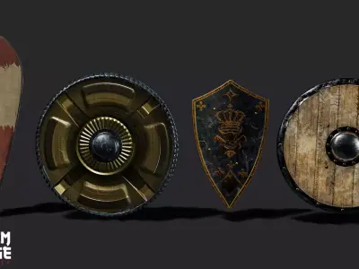 Shield Pack Low-poly 3D model