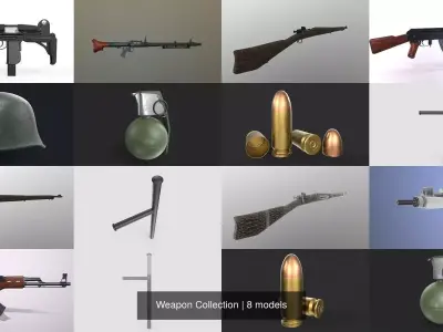 Weapon Collection wwii german helmet 3D Model Pack