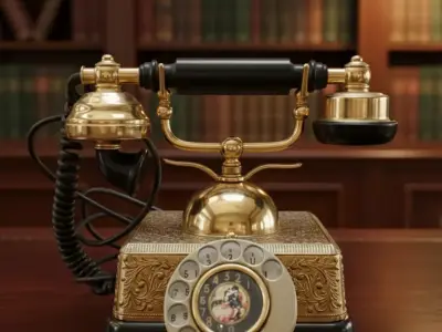 Vintage Brass Rotary Telephone 3D Model 3D model