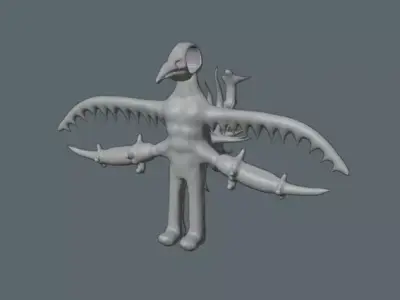 monster with crow skull head 3D model
