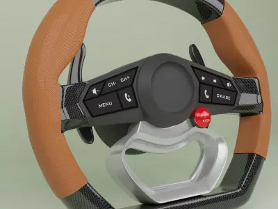 Steering Wheel 3D model Textured