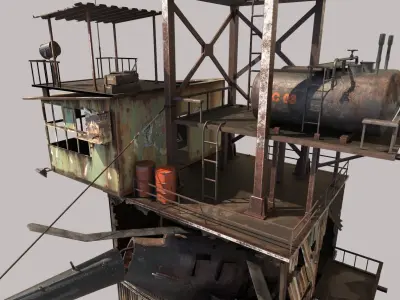 Post-Apocalyptic Outpost Tower 3D model