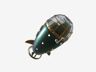 Submarine Cartoon A02 Blue Bronze - Sub Watercraft Vehicle Low-poly 3D model