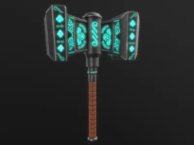 Fantasy Hammer Low-poly 3D model buy