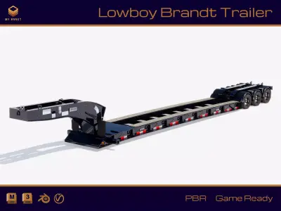 Lowboy Brandt Trailer Low-poly 3D model