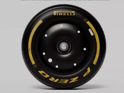 F1 Pirelli Tires and Rims Set 3D model