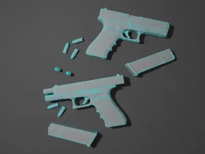 Glock 17 Gen 4 Pistol  Low-poly 3D model
